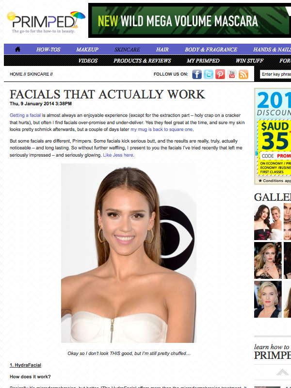 Hydrafacial primped.com.au article